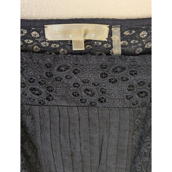 LoveShackFancy Stern Dress Black Gauzy Cotton Lace Off The Shoulder Size XS Mini - Picture 3 of 7